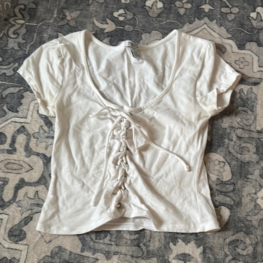 White Lace-Up Women's Top